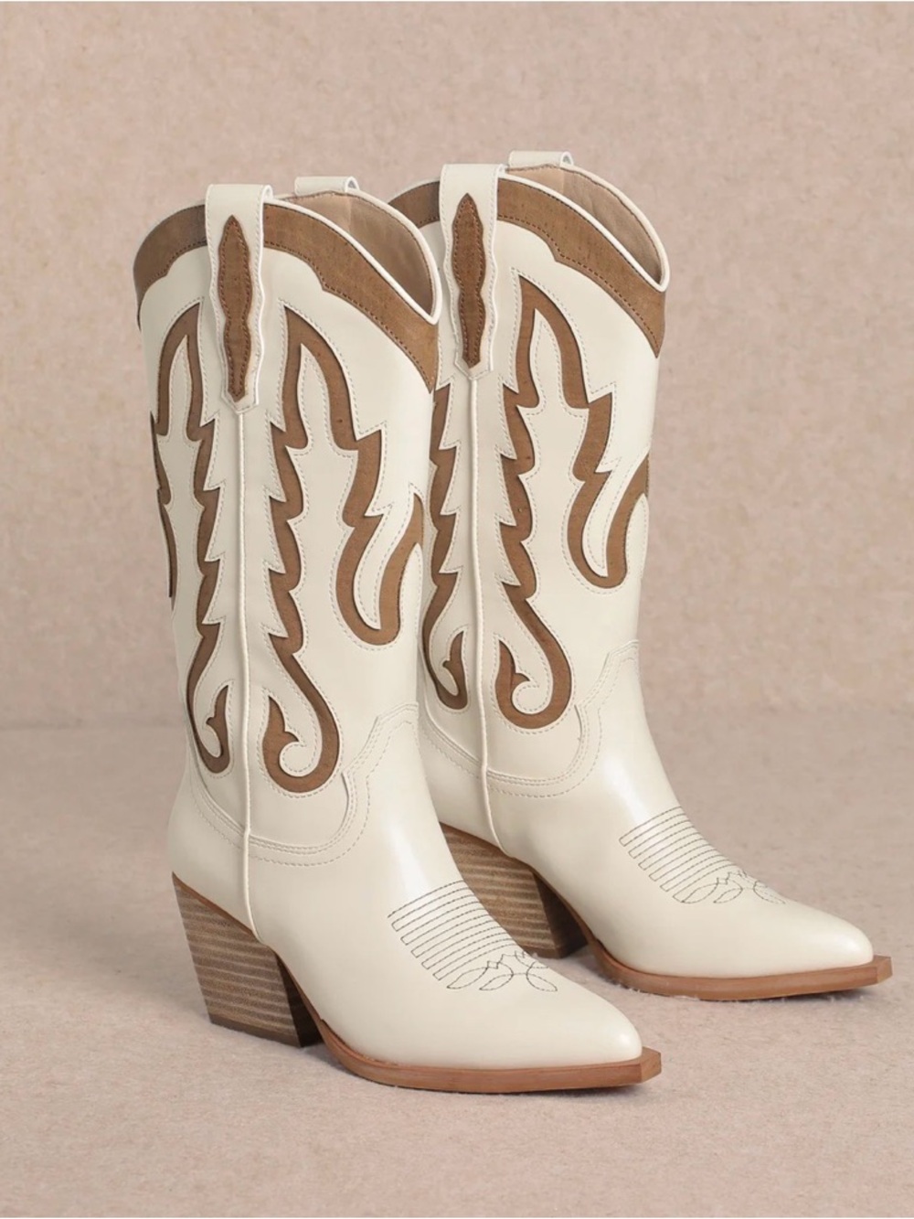 Worn Once Mi.iM Cream & Camel Cowboy Boots